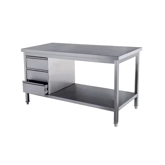 Stainless Steel Working Table Under-shelve Drawers