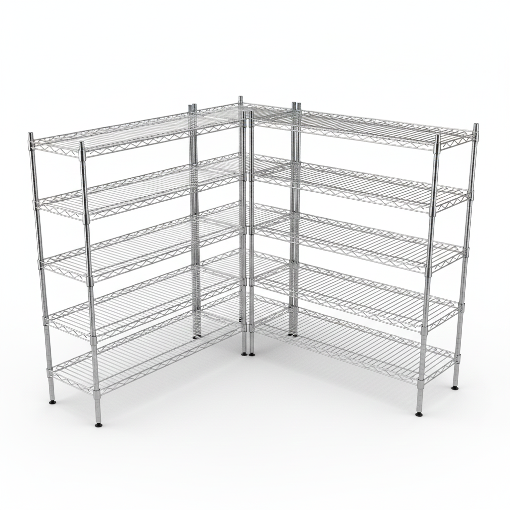 Stainless Steel L Shape Wire Shelving Unit 5-Layer