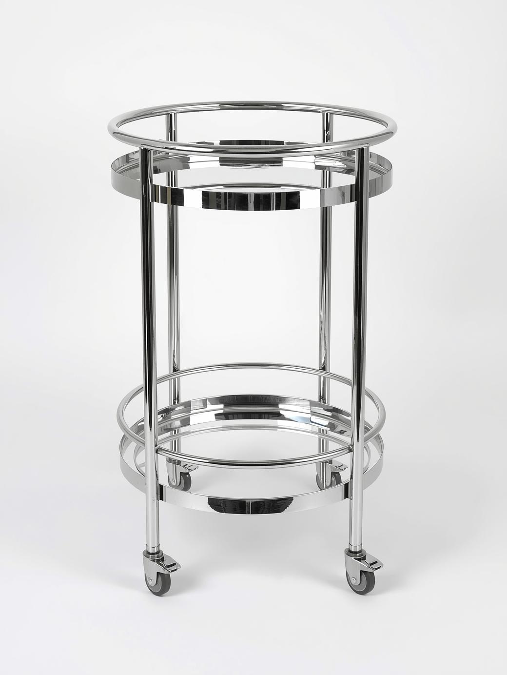 Stainless Steel Round Double-Tier Utility Trolley