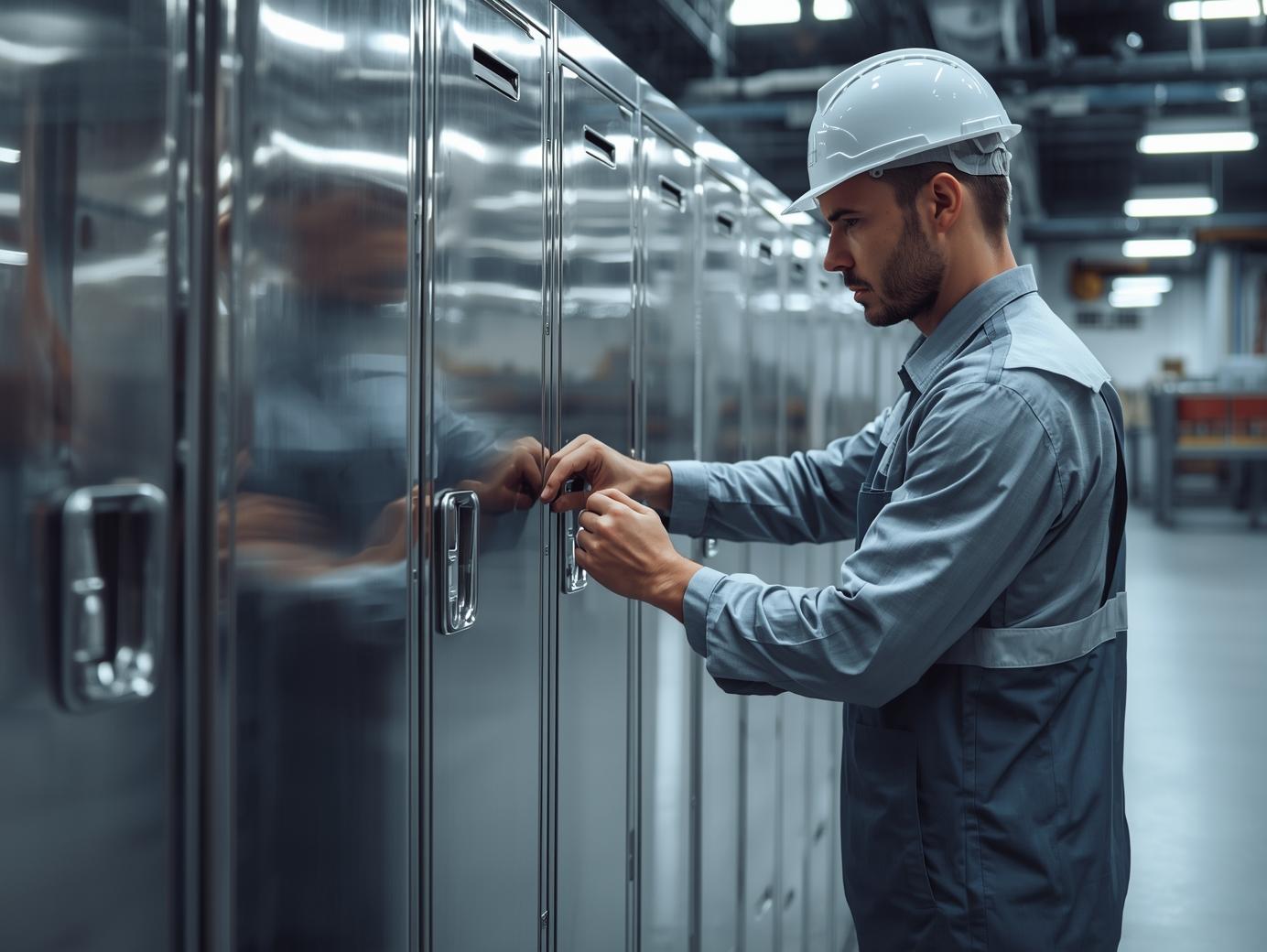 Man using a modern locker